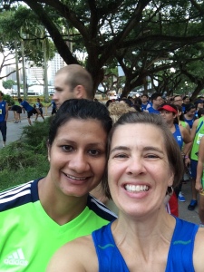 Before the 10K at the Standard Chartered Singapore Marathon 2014.